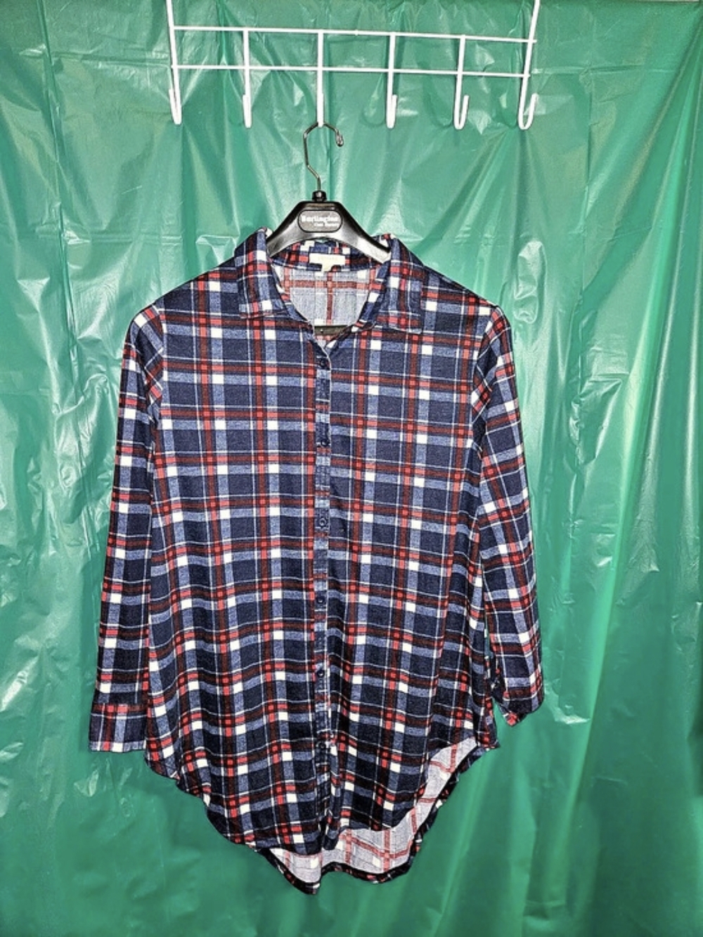paper + tee Plaid Cotton Button Down in Blue & Red Size Medium Like New